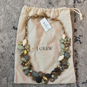 J. Crew Gold and Green/Gray Statement Necklace